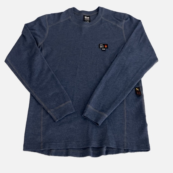 Helly Hansen Work Wear Fire Resistant Long Sleeve Tee Shirt Size Large Blue - Picture 6 of 9